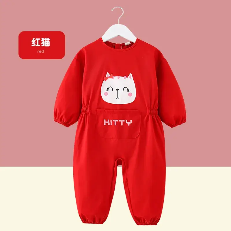 Red Cat Print Baby Onesie for Kids Autumn Winter - Image 6