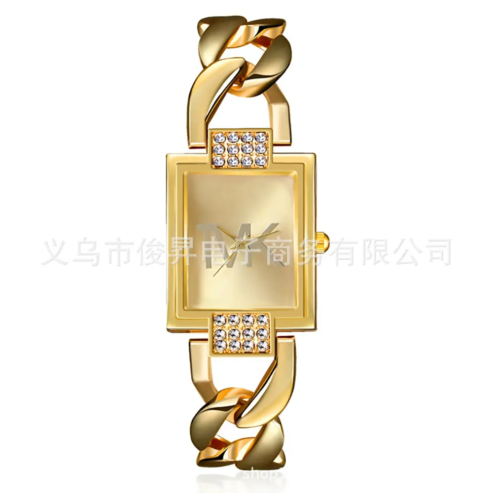 Gold Square Diamond Watch for Women