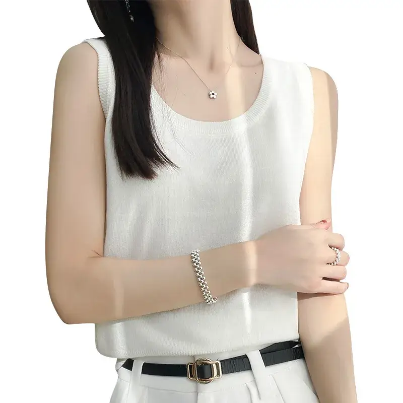 Women's Slim Fit Sleeveless Vest Grey 2025 Spring - Image 10