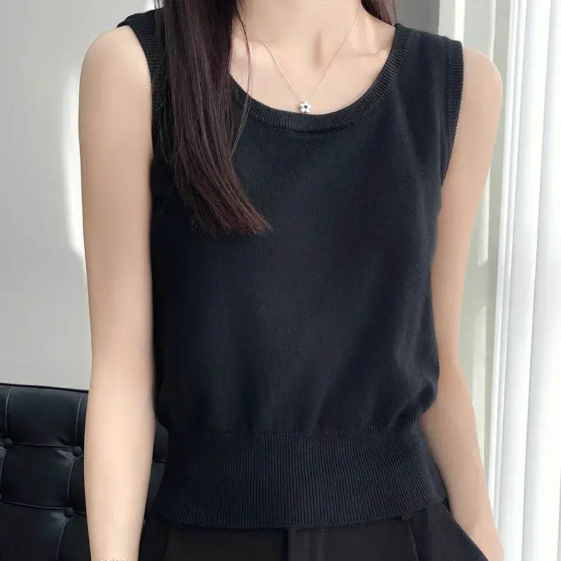 Women's Slim Fit Sleeveless Vest Grey 2025 Spring - Image 5