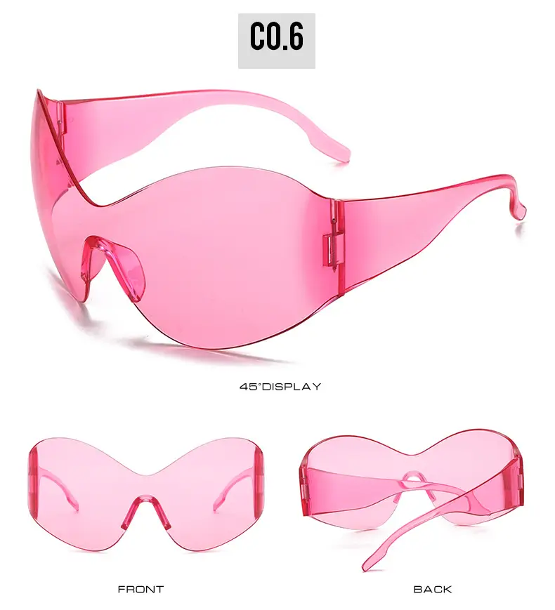 New Steampunk Women Sunglasses Pink Oversized Y2K — feature 12