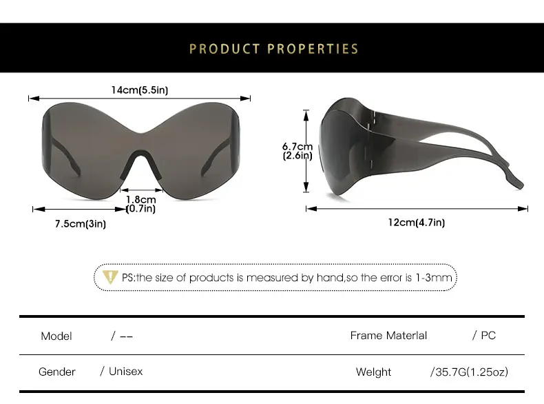 New Steampunk Women Sunglasses Pink Oversized Y2K — feature 5