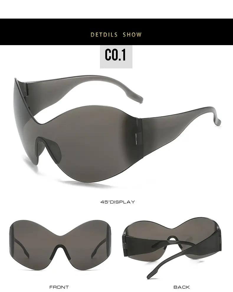 New Steampunk Women Sunglasses Pink Oversized Y2K — feature 7