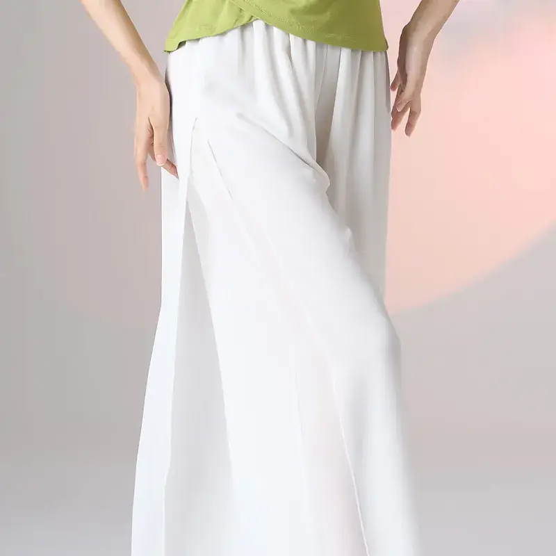 Fengti Chiffon Wide Leg Pants Black Loose Fit - Image 12