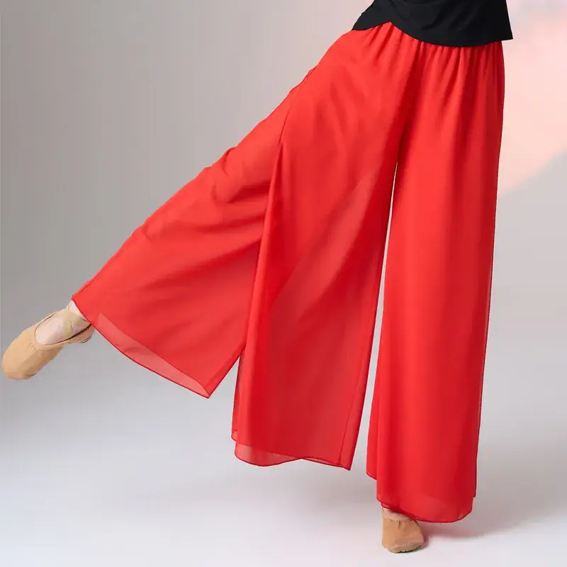 Fengti Chiffon Wide Leg Pants Black Loose Fit - Image 2