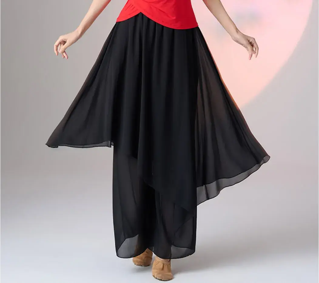 Fengti Chiffon Wide Leg Pants Black Loose Fit - Image 5