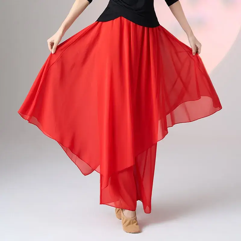 Fengti Chiffon Wide Leg Pants Black Loose Fit - Image 6