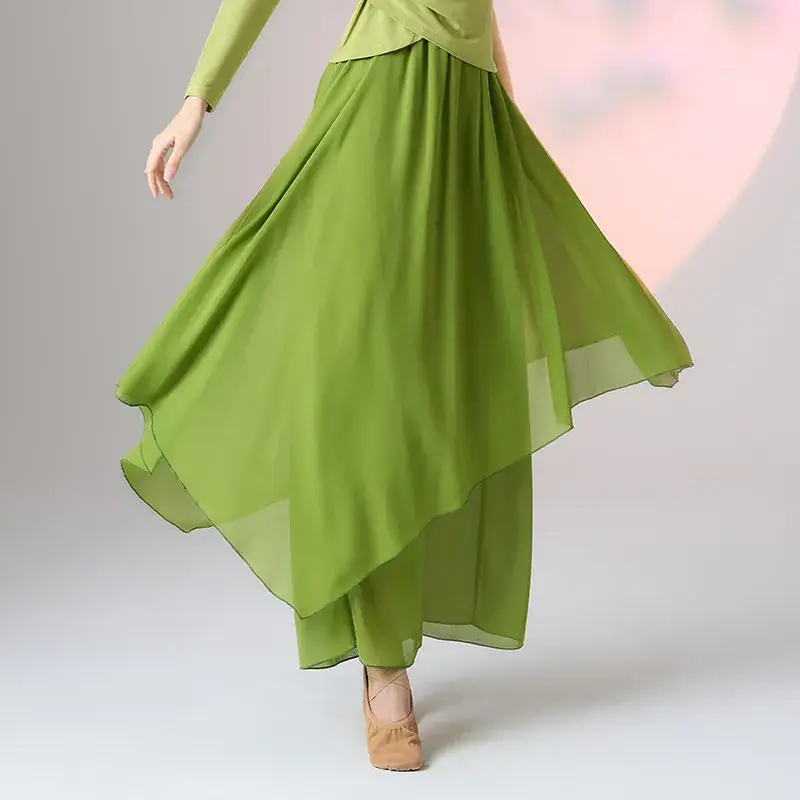 Fengti Chiffon Wide Leg Pants Black Loose Fit - Image 7