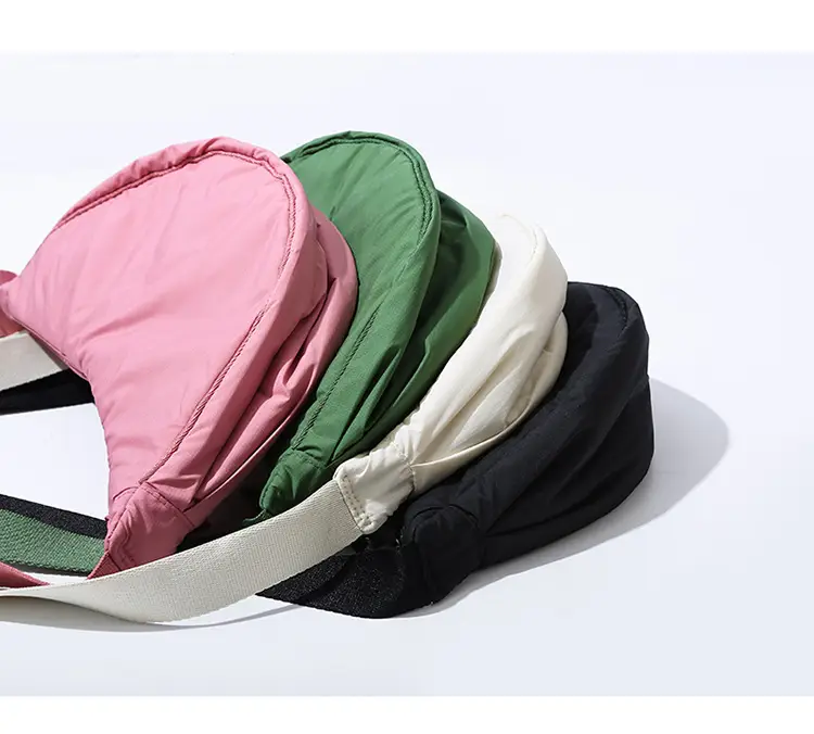 Lightweight Nylon Cloth Crossbody Bag in Pink Green Black — feature 1