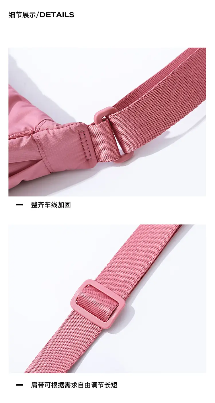 Lightweight Nylon Cloth Crossbody Bag in Pink Green Black — feature 14