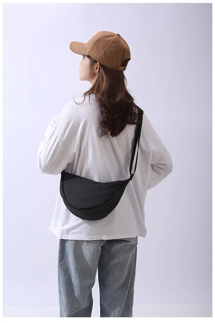 Lightweight Nylon Cloth Crossbody Bag in Pink Green Black — feature 36