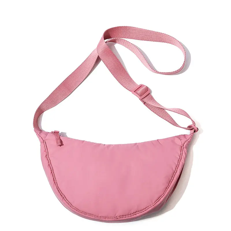 Lightweight Nylon Cloth Crossbody Bag in Pink Green Black - Image 3