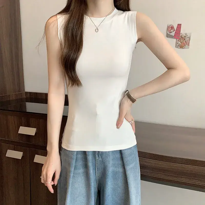 Women's Sleeveless Top Light Green High Waist Top