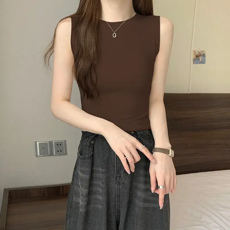 Women's Sleeveless Top Light Green High Waist Top