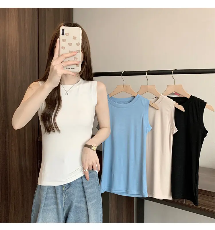 Women's Sleeveless Top Light Green High Waist Top — feature 11