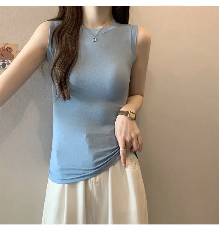 Women's Sleeveless Top Light Green High Waist Top — feature 20