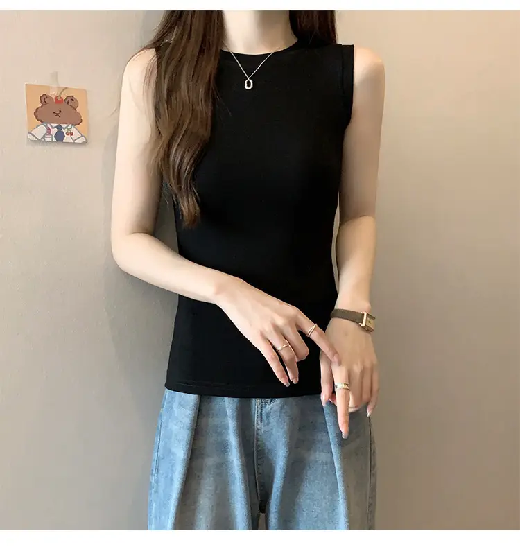Women's Sleeveless Top Light Green High Waist Top — feature 27