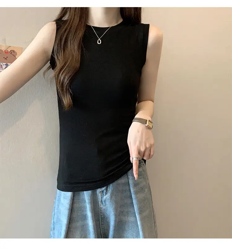 Women's Sleeveless Top Light Green High Waist Top — feature 28