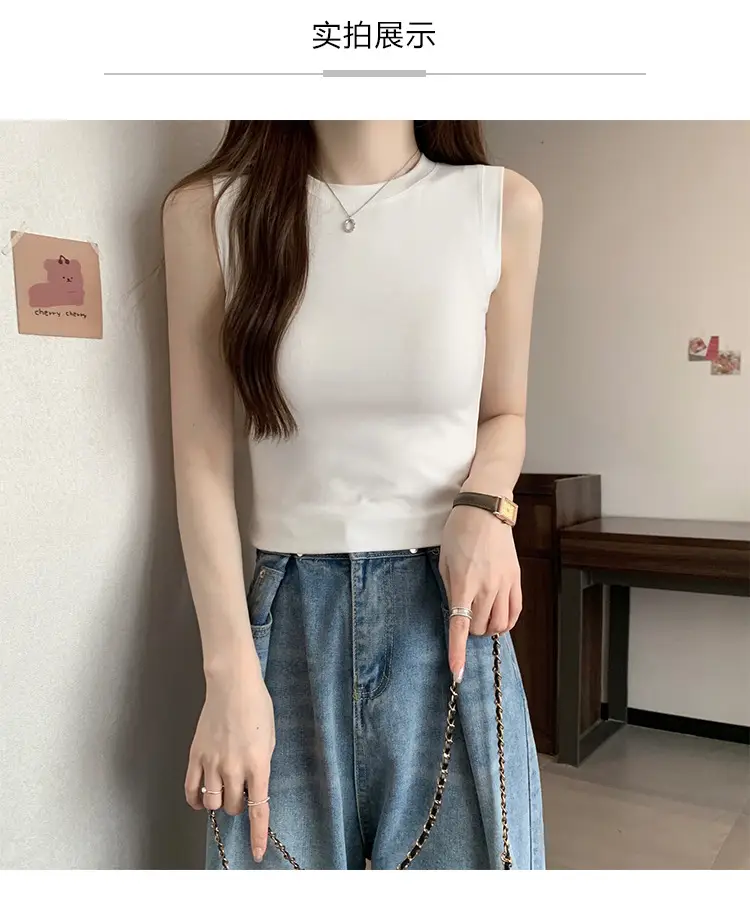 Women's Sleeveless Top Light Green High Waist Top — feature 5