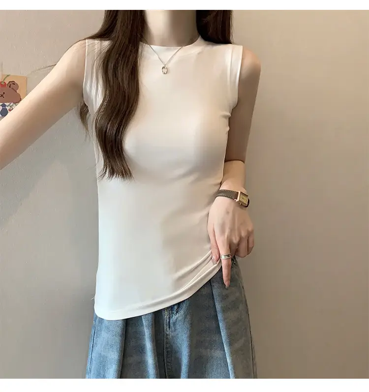 Women's Sleeveless Top Light Green High Waist Top — feature 6