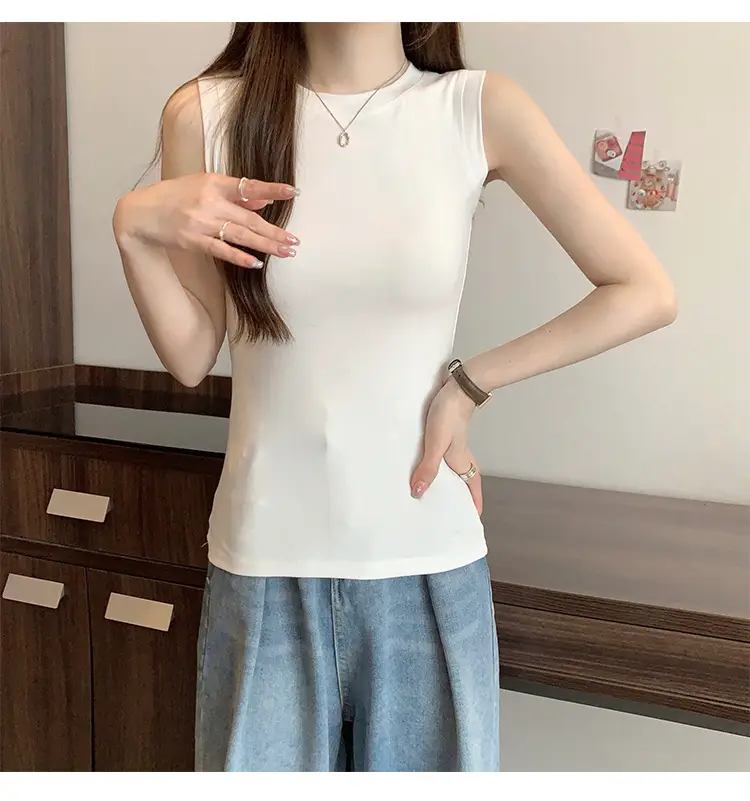 Women's Sleeveless Top Light Green High Waist Top — feature 8