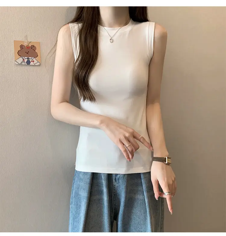 Women's Sleeveless Top Light Green High Waist Top — feature 9