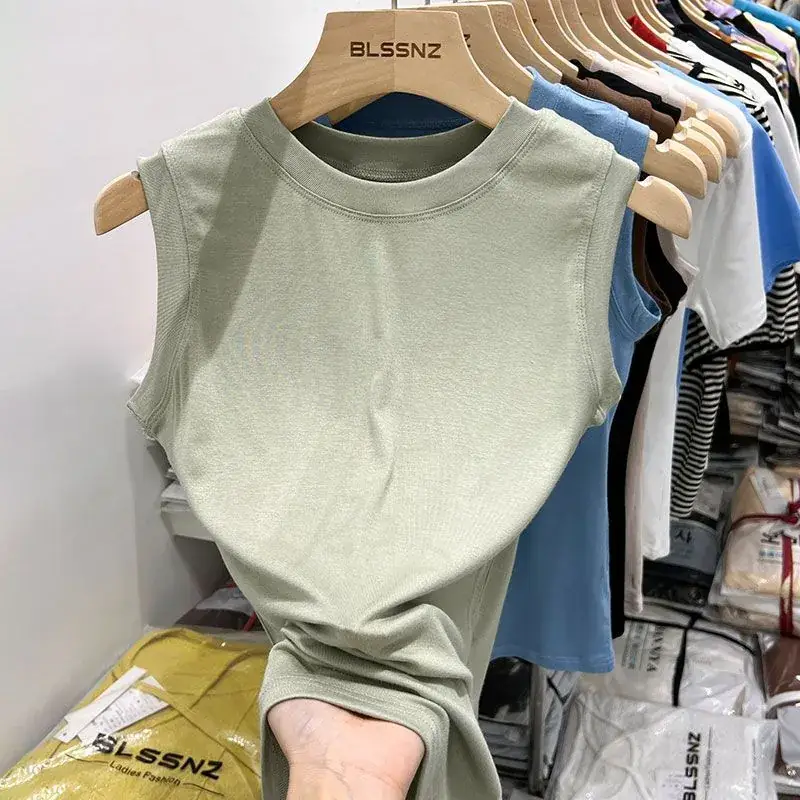 Women's Sleeveless Top Light Green High Waist Top