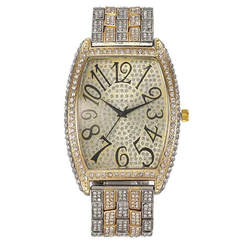 Gold Full Diamond Women's Quartz Watch Large Dial - Image 8