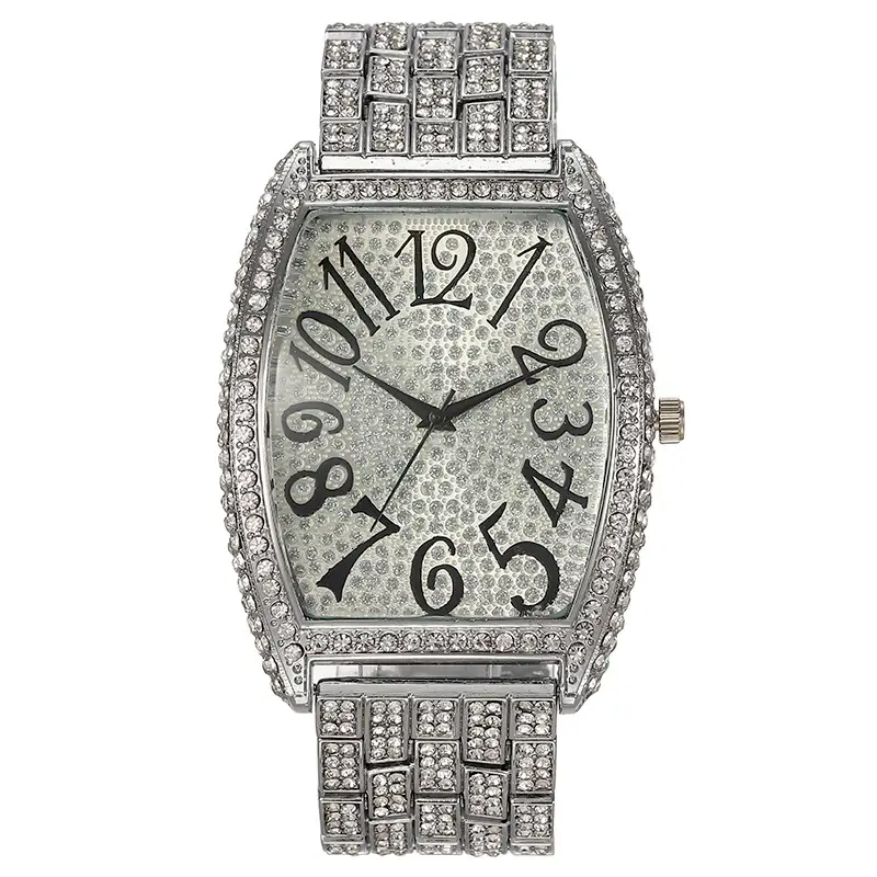 Gold Full Diamond Women's Quartz Watch Large Dial - Image 4
