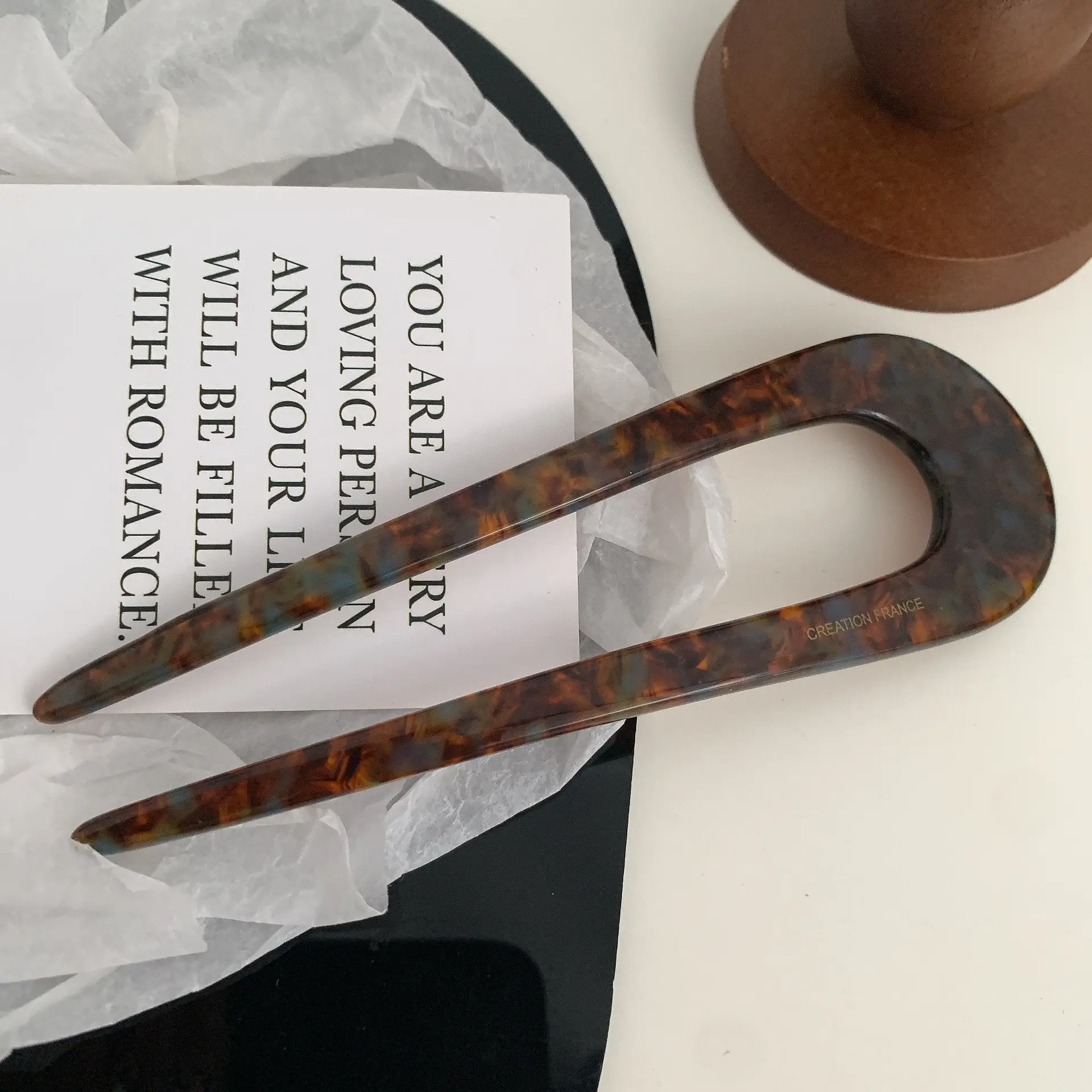Elegant U-Shaped Hairpin with Leopard Print - Image 2