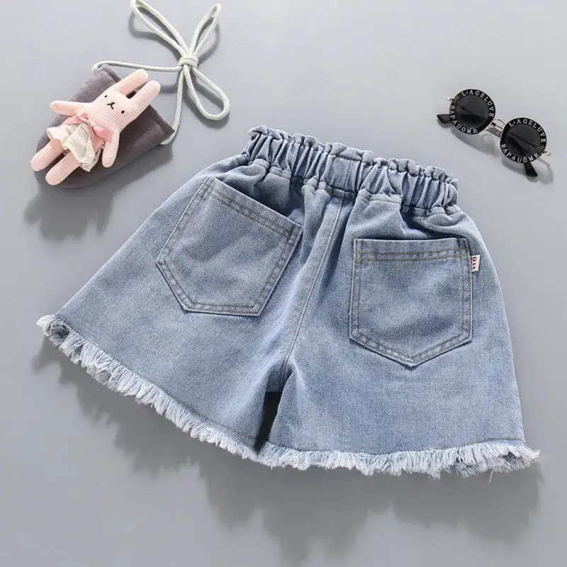 Girls Denim Shorts with Pearl Embellishment - Image 5