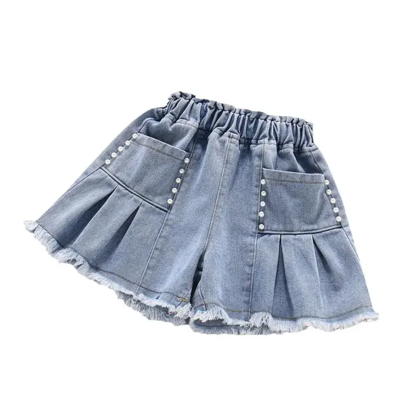 Girls Denim Shorts with Pearl Embellishment - Image 7