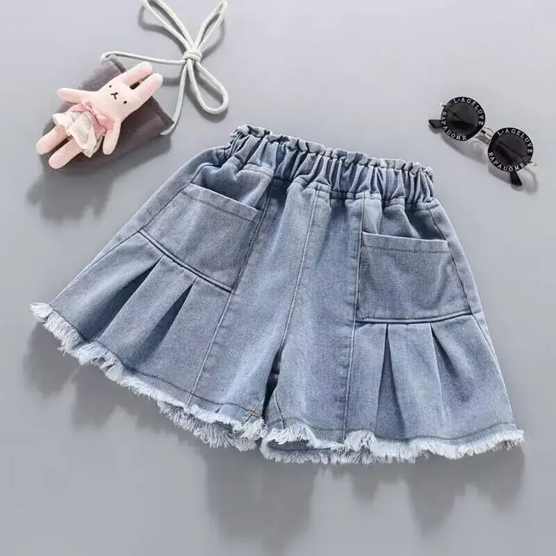 Girls Denim Shorts with Pearl Embellishment - Image 2