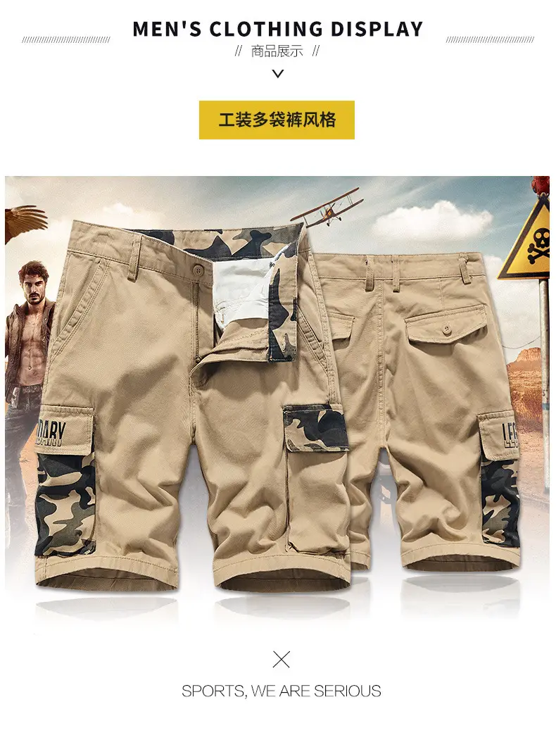 Men's Mountain Camo Shorts with Multi Pocket Design — feature 7