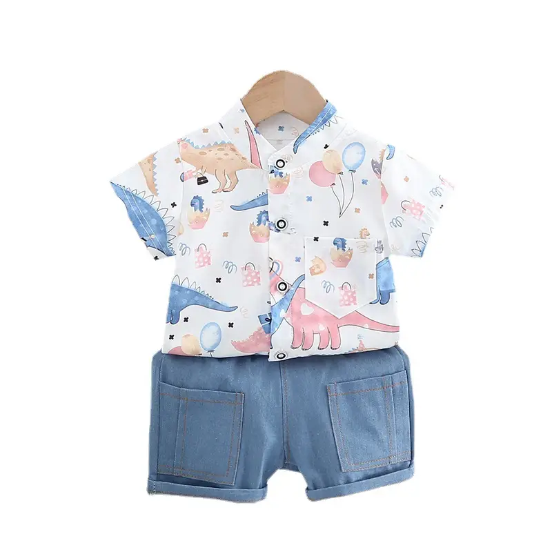 Children Cotton Short Sleeve T-Shirt Shorts Set Summer - Image 8