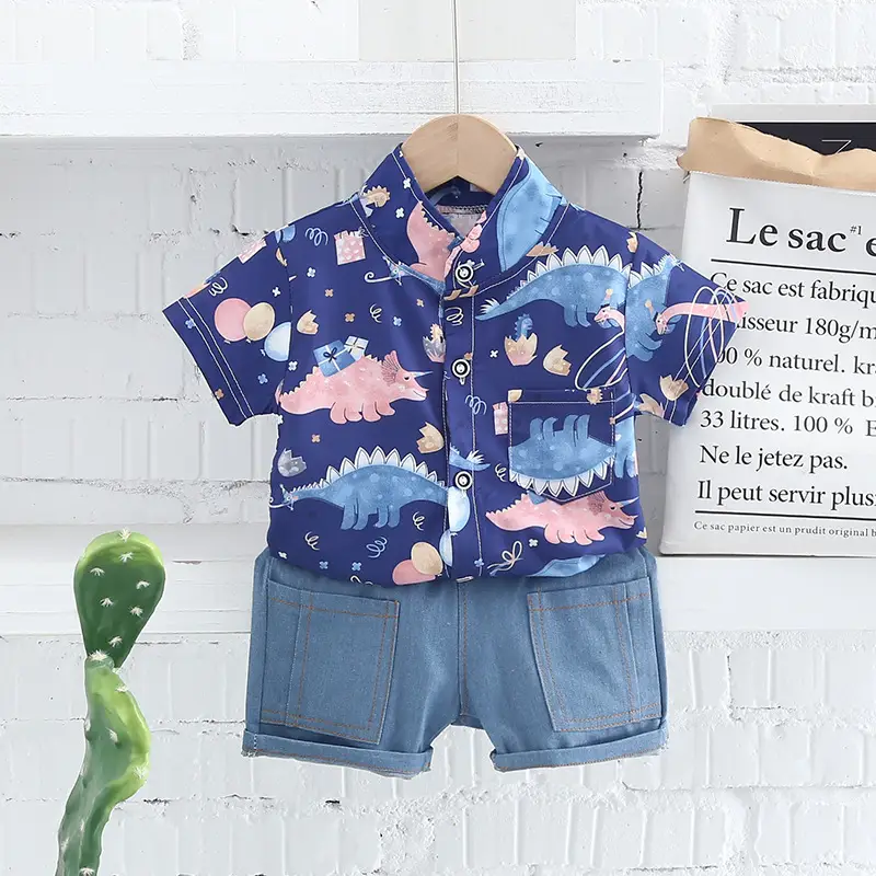 Children Cotton Short Sleeve T-Shirt Shorts Set Summer — feature 3