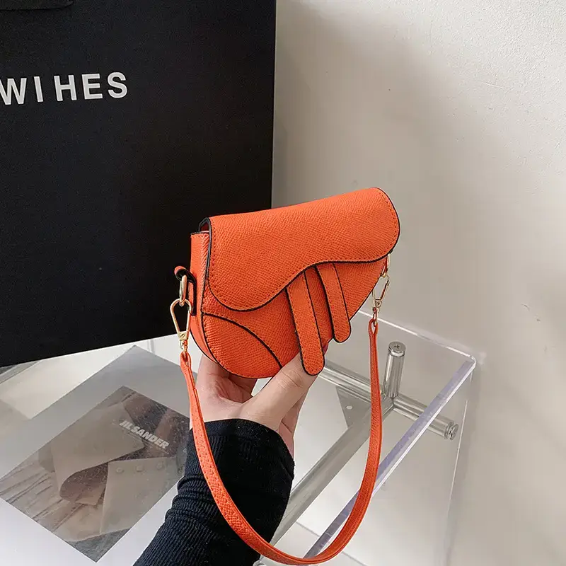 Orange Saddle Crossbody Bag for Women - Image 12