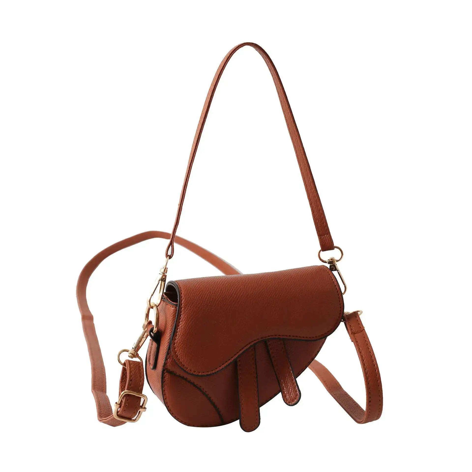 Orange Saddle Crossbody Bag for Women - Image 4