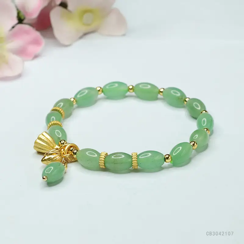 Guan Yu Natural Aventurine Green Bead Bracelet Two Generations of Joy - Image 3