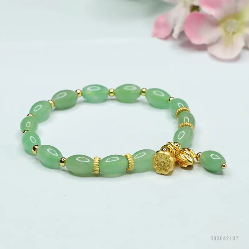 Guan Yu Natural Aventurine Green Bead Bracelet Two Generations of Joy - Image 4