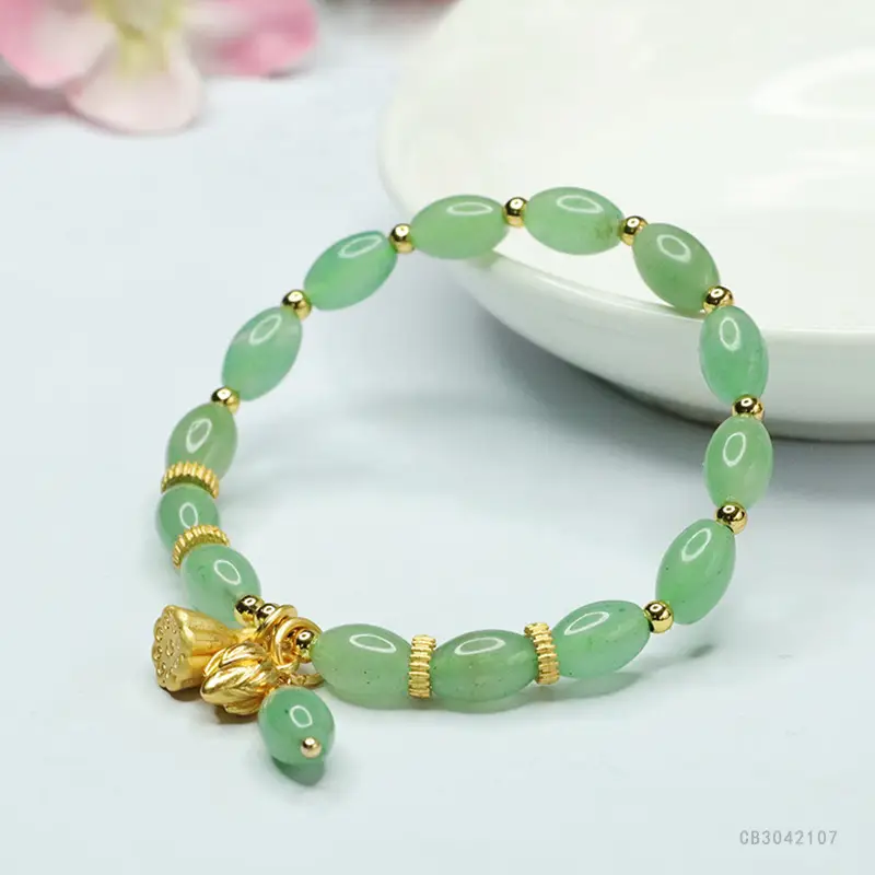 Guan Yu Natural Aventurine Green Bead Bracelet Two Generations of Joy - Image 5