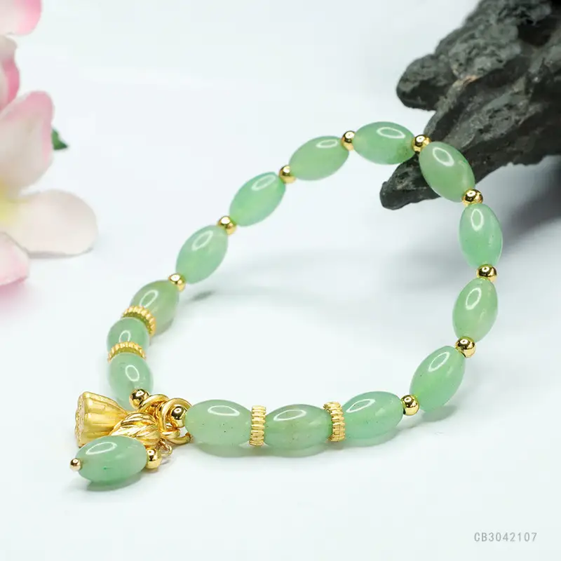 Guan Yu Natural Aventurine Green Bead Bracelet Two Generations of Joy — feature 10