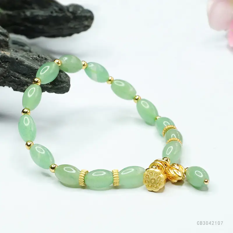 Guan Yu Natural Aventurine Green Bead Bracelet Two Generations of Joy — feature 11