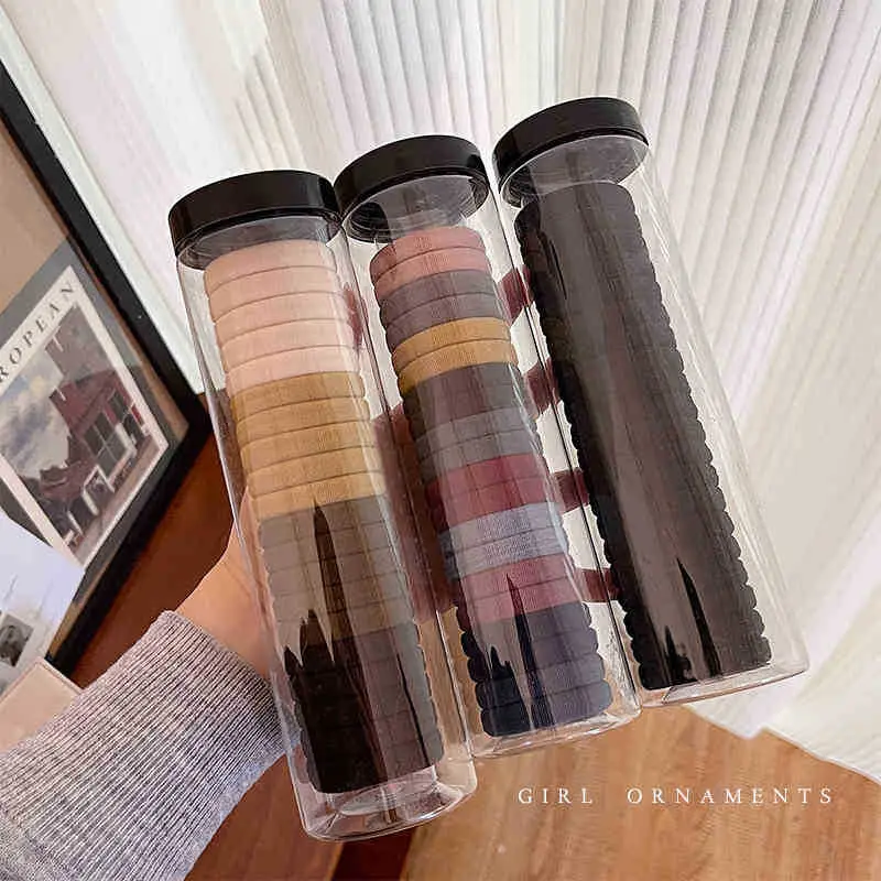 Black Hair Rope Threaded Ponytail Band 50 Pcs