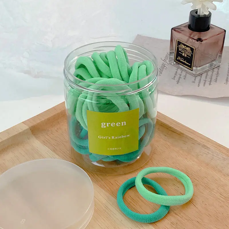 Black Hair Rope Threaded Ponytail Band 50 Pcs