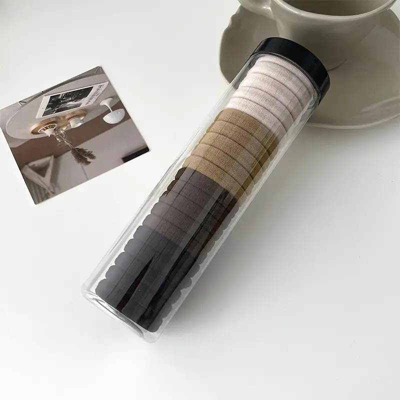 Black Hair Rope Threaded Ponytail Band 50 Pcs