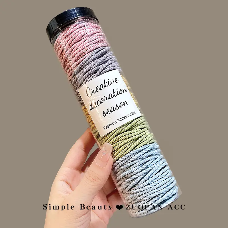 Black Hair Rope Threaded Ponytail Band 50 Pcs