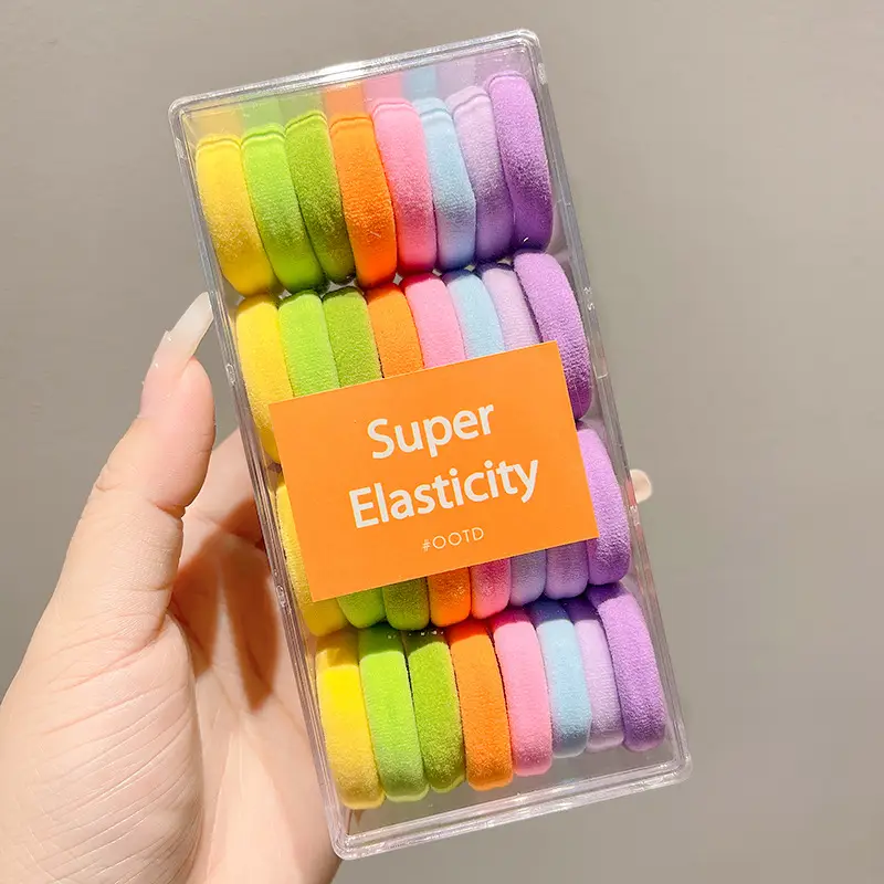 Black Hair Rope Threaded Ponytail Band 50 Pcs
