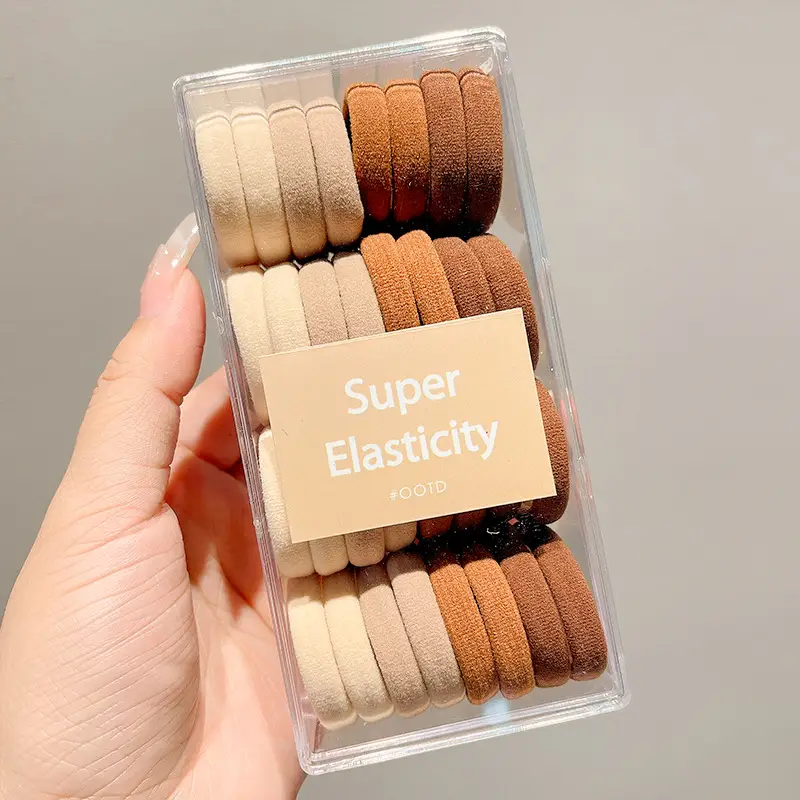 Black Hair Rope Threaded Ponytail Band 50 Pcs