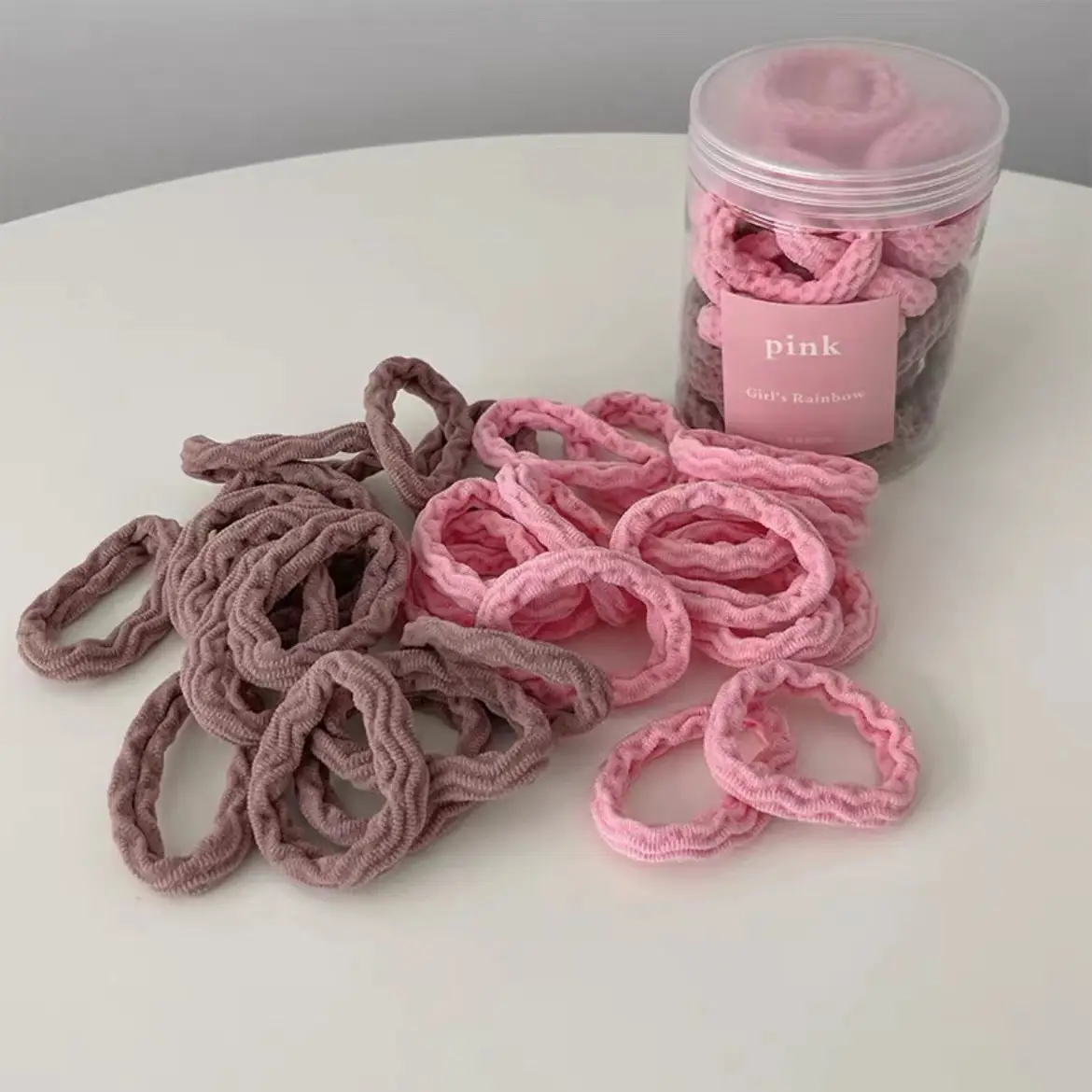 Black Hair Rope Threaded Ponytail Band 50 Pcs